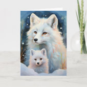 Carte Snowy Winter Arctic Fox Modern Art (Devant)