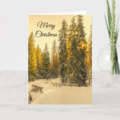Carte Snowy Winter Path with Pine Trees Noël (Devant)