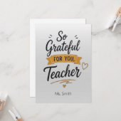 Carte So Grateful for You Personalized Teacher  (Devant/Arrière en situation)