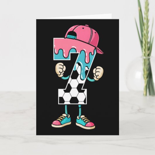 Carte Soccer 7 Year Old Ice Cream Drip Youth 7th Birthda (Devant)