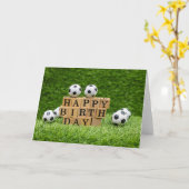Carte Soccer Anniversaire avec balle et Happy Anniversai (Fleur jaune)