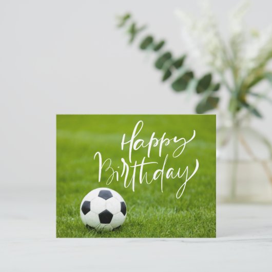 Carte Soccer Anniversaire avec balle et Joyeux Anniversa (Debout devant)