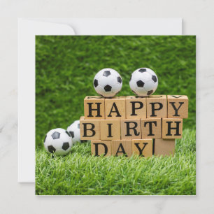 Carte Soccer Anniversaire avec balle et Joyeux mot d'ann