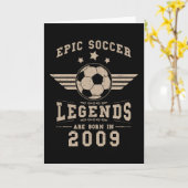 Carte Soccer Birthday Gift Born In 2009 (Fleur jaune)