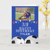 Carte Soccer Football Ball Bung drapeaux Photo Anniversa (Fleur jaune)
