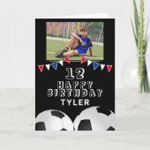 Carte Soccer Football Ball Flags Black Photo Anniversair (Devant)