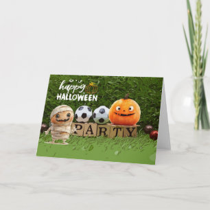 Carte Soccer Happy Halloween avec des balles