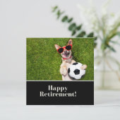 Carte Soccer heureux retraite avec chien souriant sur ve (Debout devant)