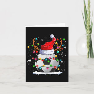 Carte Soccer Santa Hat Reindeer lumières de Noël amusant