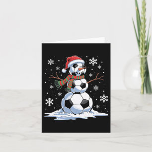 Carte Soccer Snowman Soccer Joueur Santa Hat Noël F