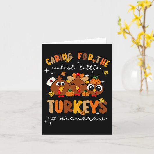 Carte S'occuper des plus mignons petits dindes Équipe de (Fleur jaune)