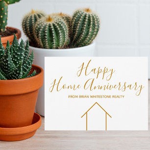 Carte Société Immobilière Happy Home Anniversary Or