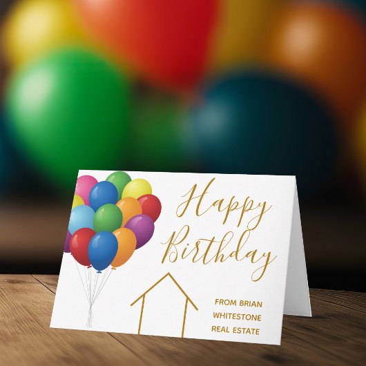 Carte Société immobilière Joyeux ballons d'anniversaire 