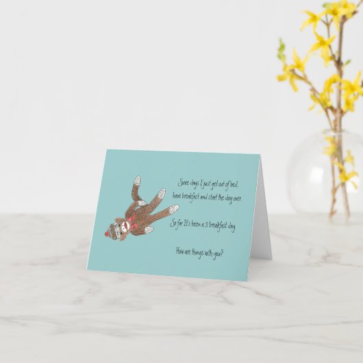 Carte Sock Monkey (Fleur jaune)