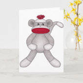 Carte Sock Monkey (Fleur jaune)
