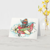 Carte Sock Monkey Business Airlines (Fleur jaune)