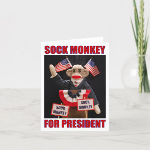 Carte Sock Monkey for President Note Card