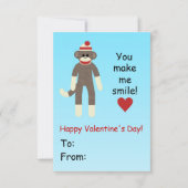 Carte Sock Monkey Valentine's Day pour les enfants (Devant)
