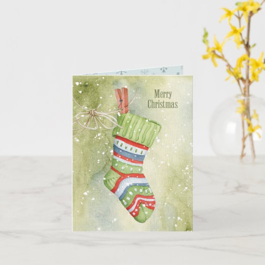 Carte Sock Noël (Fleur jaune)