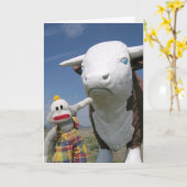 Carte SockMonkey et ami (Fleur jaune)