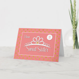 Carte Soeur 11e anniversaire avec des points de la Couro