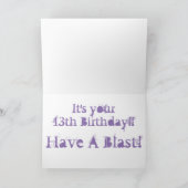 Carte Soeur, 13ème anniversaire, blanc sur poils. (Intérieur)