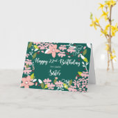 Carte Soeur 22e anniversaire Fleurs vertes (Fleur jaune)