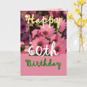 Carte SOEUR - 60e anniversaire avec Fleurs de marguerite (Fleur jaune)