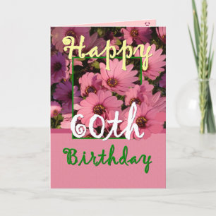Carte SOEUR - 60e anniversaire avec Fleurs de marguerite