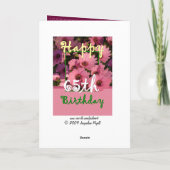 Carte SOEUR - 65ème anniversaire avec Fleurs de margueri (Dos)