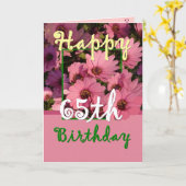 Carte SOEUR - 65ème anniversaire avec Fleurs de margueri (Fleur jaune)