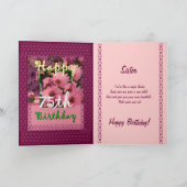 Carte SOEUR - 75e anniversaire avec Fleurs de marguerite (Intérieur)