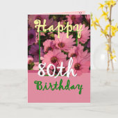 Carte SOEUR - 80e anniversaire avec Fleurs de marguerite (Fleur jaune)