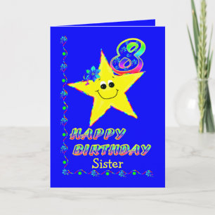 Carte Soeur 8e anniversaire Etoiles