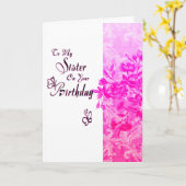 Carte Soeur à votre anniversaire (rose) (Fleur jaune)