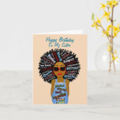 Carte Soeur afro-américaine joyeuse anniversaire (Fleur jaune)