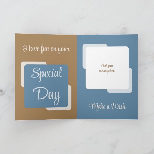 Carte Soeur ajouter nom photo bleu marron (Intérieur)