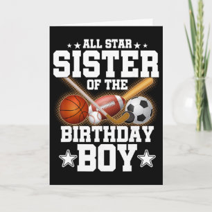 Carte Sœur All Star du garçon d'anniversaire Sketll Socc