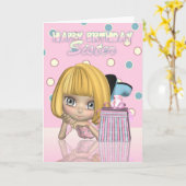Carte Soeur Anniversaire Avec Petite Fille Mignonn (Fleur jaune)