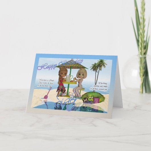 Carte Soeur Anniversaire Cutie Collection Pie Beach Life (Devant)