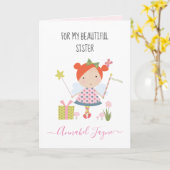 Carte Soeur anniversaire fée filles whimsical Card (Fleur jaune)