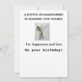 Carte Soeur Anniversaire Hummingbird Elegant Aquarelle (Dos)