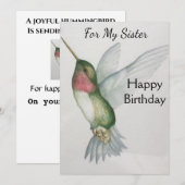 Carte Soeur Anniversaire Hummingbird Elegant Aquarelle (Devant / Derrière)