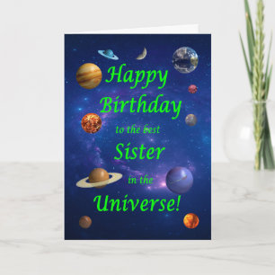 Carte Soeur Anniversaire meilleur dans l'univers