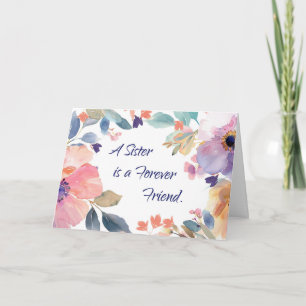 Carte Soeur Anniversaire pour toujours ami Aquarelle Flo