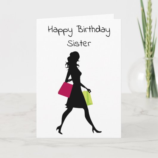 CARTE **SOEUR** ANNIVERSAIRE SOUHAITE FAIRE DU SHOPPER T (Devant)