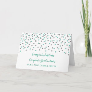 Carte Soeur Bleue Argent Félicitations Graduation