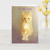 Carte Soeur Cancer Support Cute Chat (Fleur jaune)
