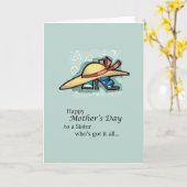 Carte Soeur Casquette Sandals Fête des mères (Fleur jaune)