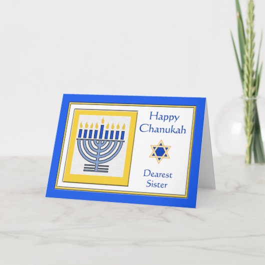 Carte Soeur Chanukah Menorah contemporaine (Devant)